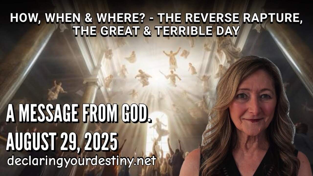 Religious event promotion with woman smiling.