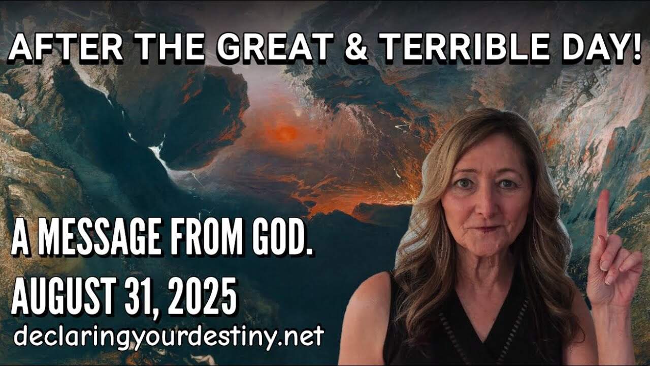 Woman pointing, dramatic sky background, text overlay.