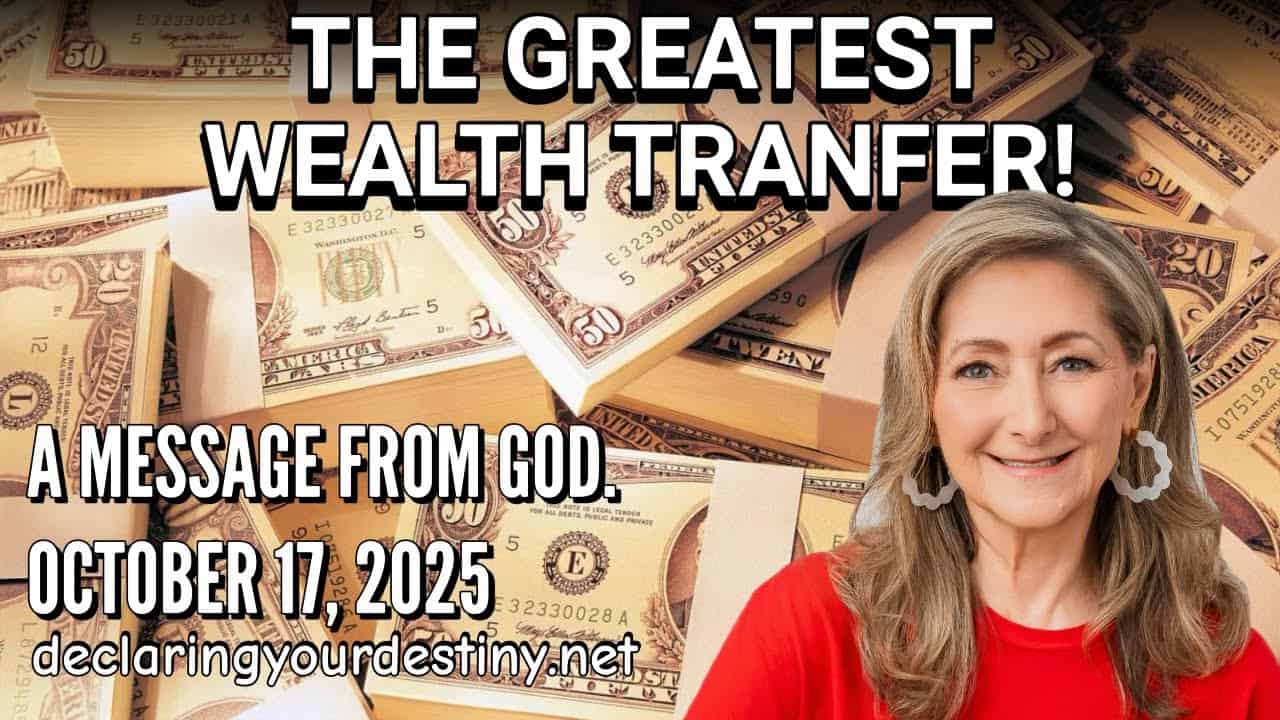Woman with money and text about wealth transfer.