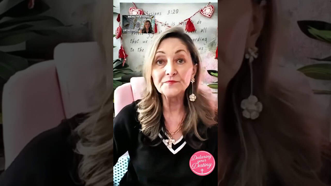 Woman speaking about wealth transfer and divine instructions.