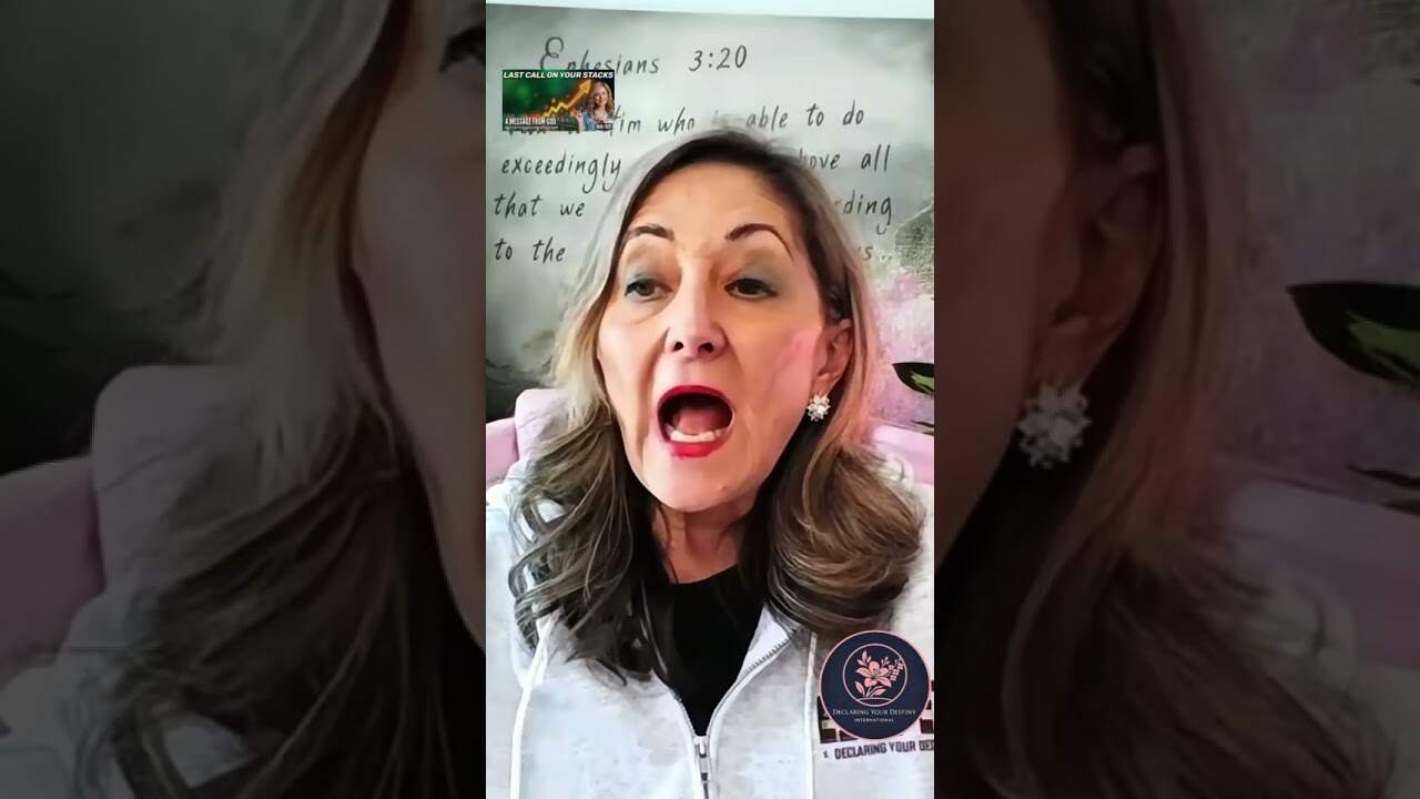 Woman speaking passionately about declaring destiny and spiritual empowerment.